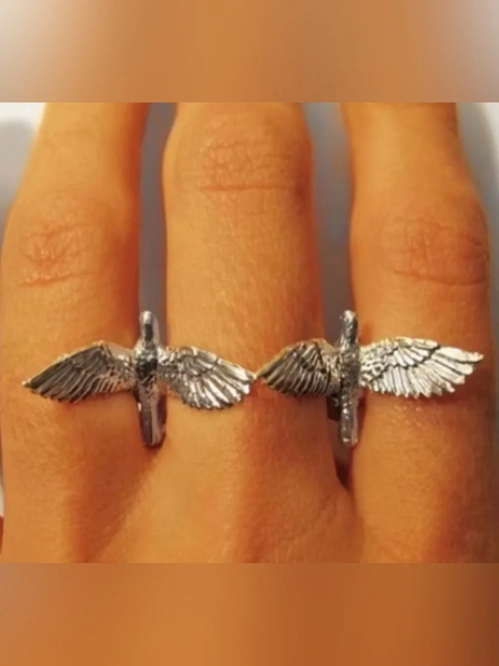 NEW! Retro open Bird Ring. Silver Winged Ring. Lucky Ring. Free symbol Ring 🕊️